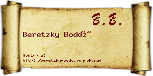 Beretzky Bodó névjegykártya
